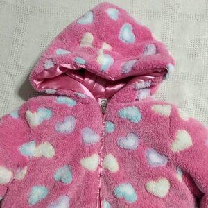 Pistachio Hooded faux fur girl's coat
